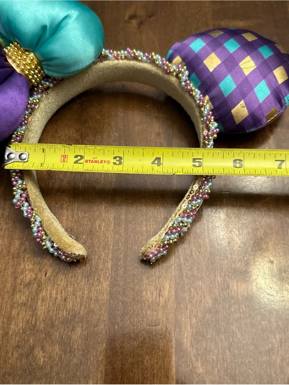 Disney Parks Exclusive MARDI GRAS Minnie Mouse Ears Headband Beads Feathers Bow